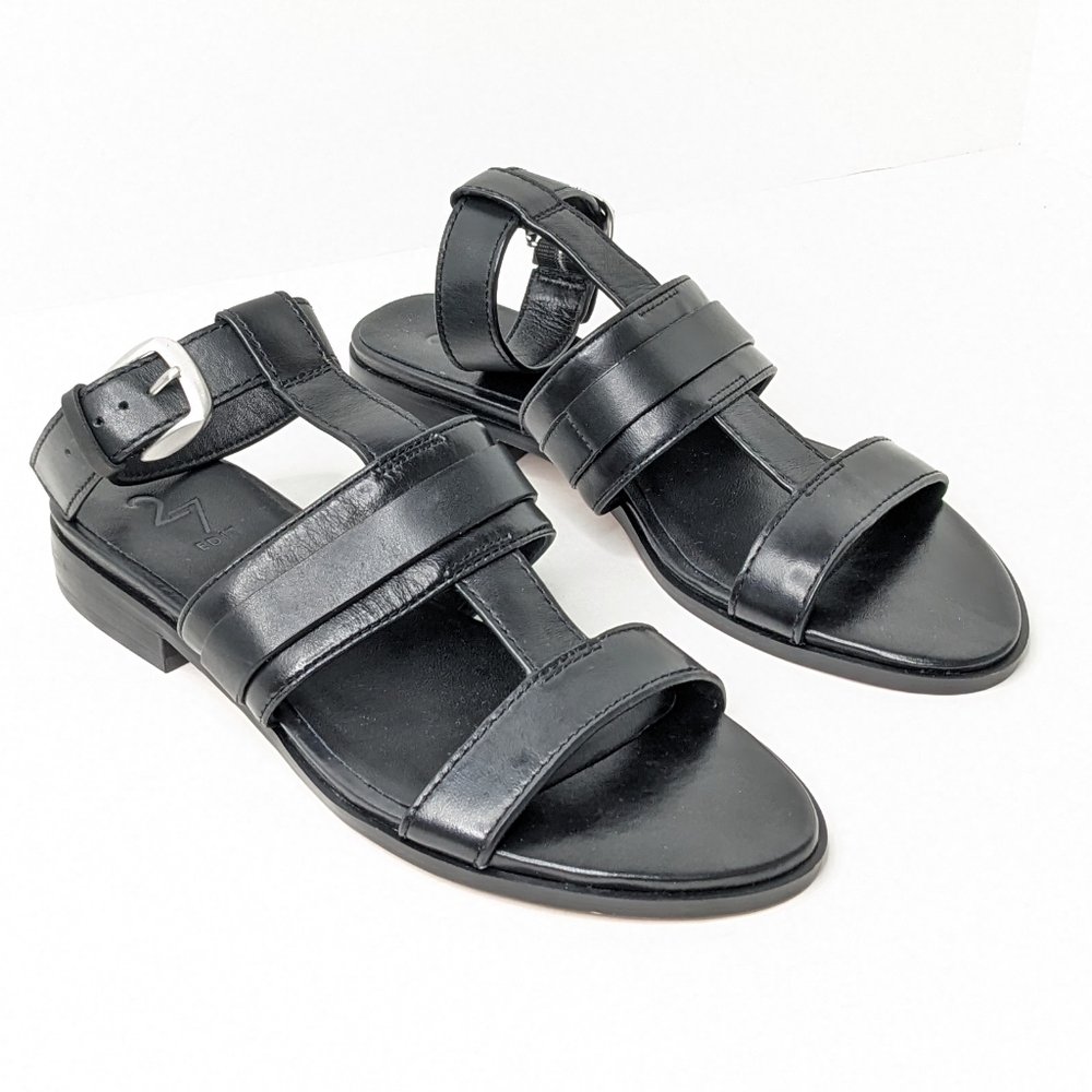 Naturalizer Black Leather Strappy Sandals